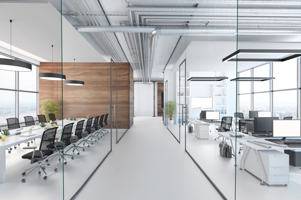 Commercial office space with sleek glass installations from Speedy Glass for a clean, open layout