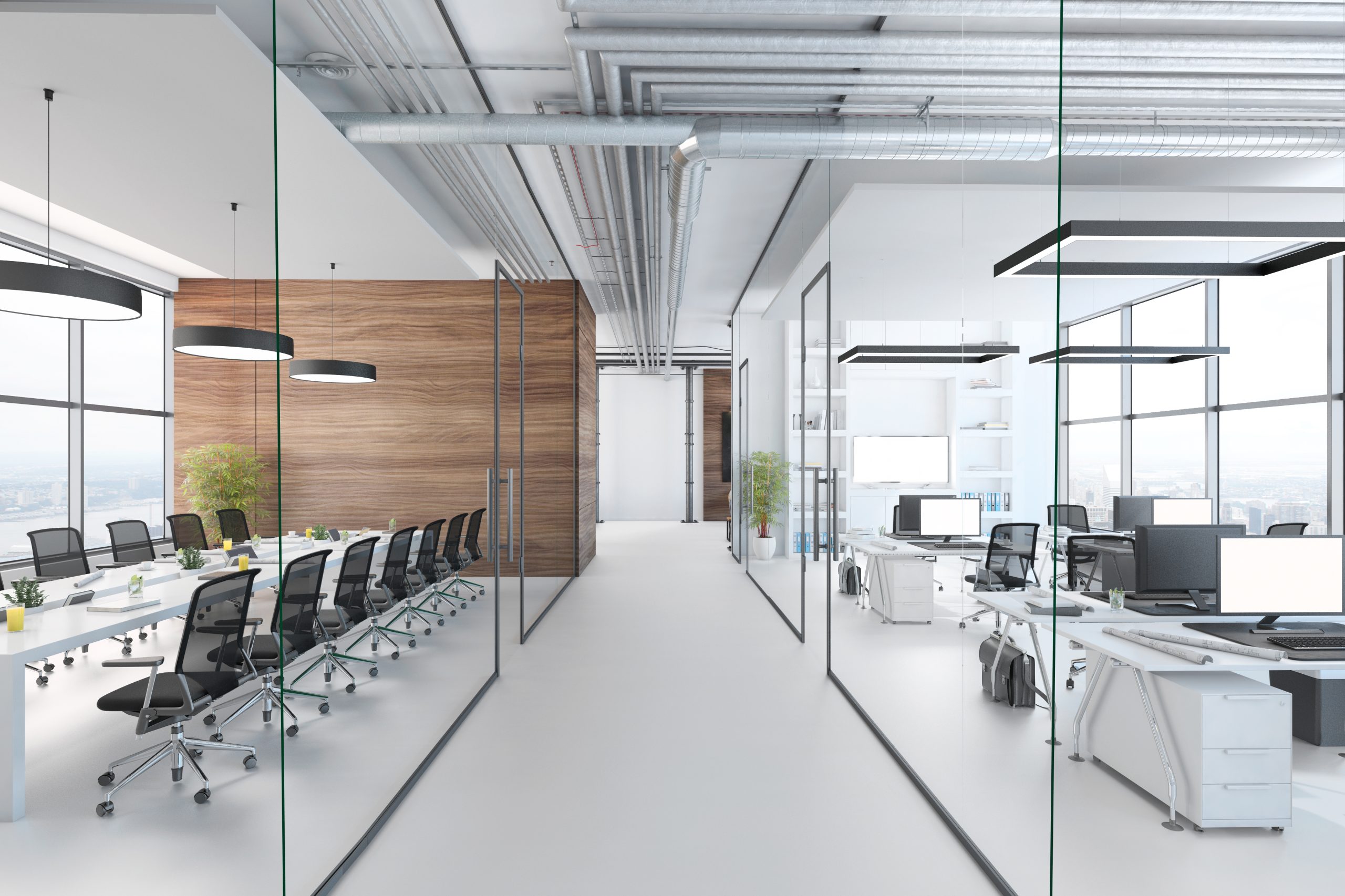 Commercial office space with sleek glass installations from Speedy Glass for a clean, open layout